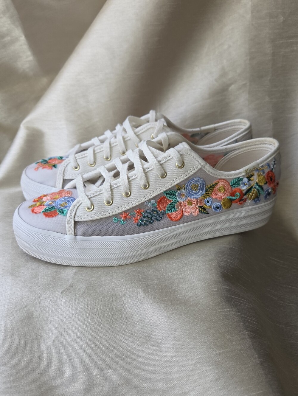 Keds x Rifle Paper Co. Triple Kick Citrus Garden Platform Sneakers Size 10